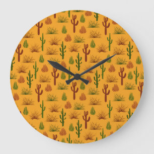 Wild Nature Cactus Bushes Pattern Große Wanduhr