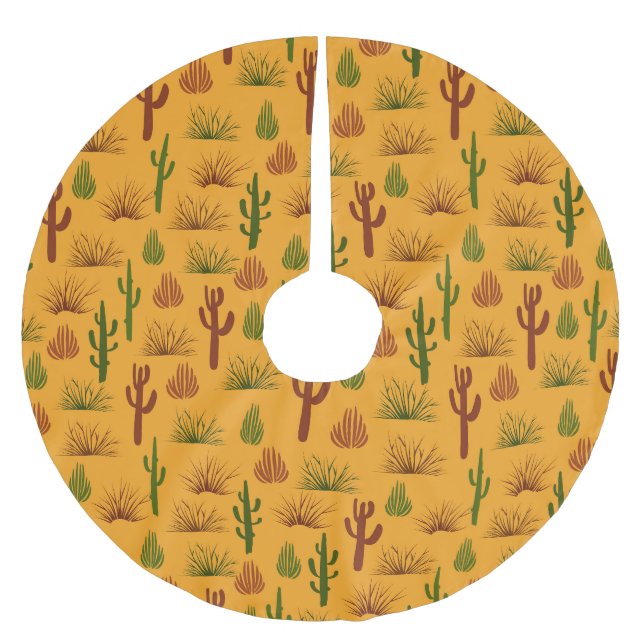 Wild Nature Cactus Bushes Pattern Polyester Weihnachtsbaumdecke (Vorderseite)