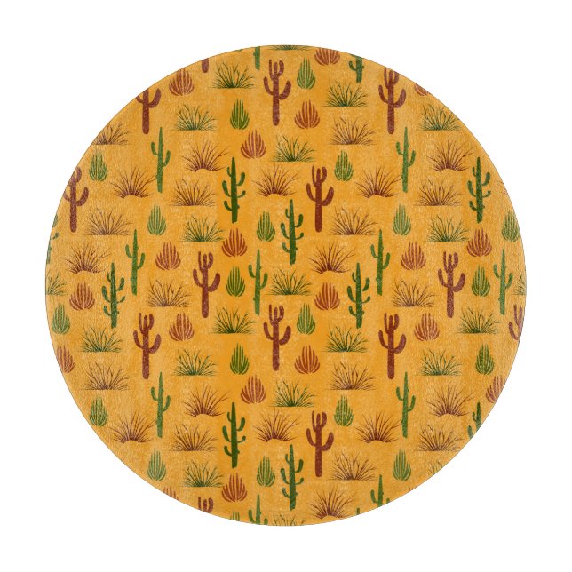 Wild Nature Cactus Bushes Pattern Schneidebrett (Vorderseite)