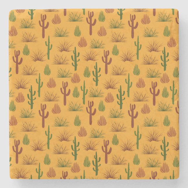 Wild Nature Cactus Bushes Pattern Steinuntersetzer (Vorderseite)