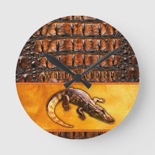 WILD NATURE - CROCODILE-DILE-DILE Design Collectio Runde Wanduhr
