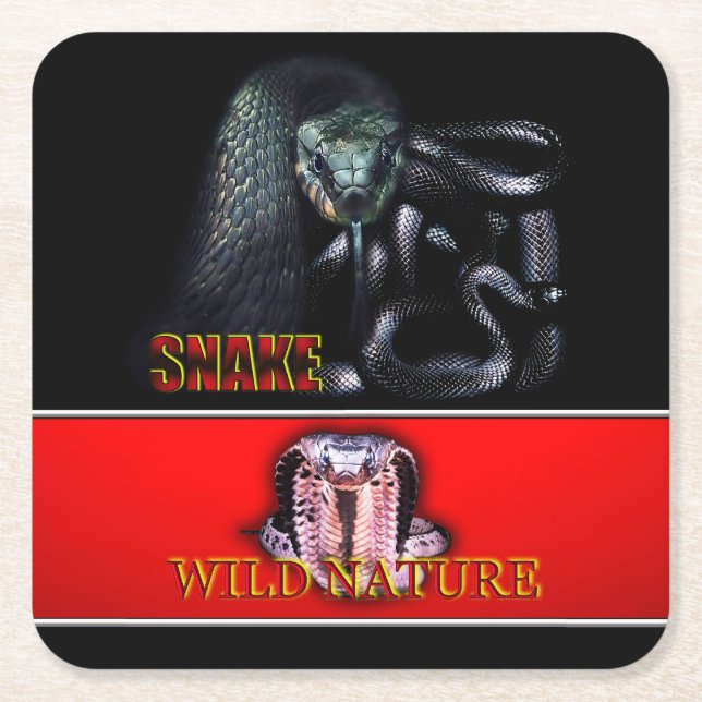 WILD NATURE - schwarze SNAKE-Designkollektion Rechteckiger Pappuntersetzer (Vorderseite)