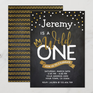 Wild One 1. Geburtstag Einladung Chalkboard