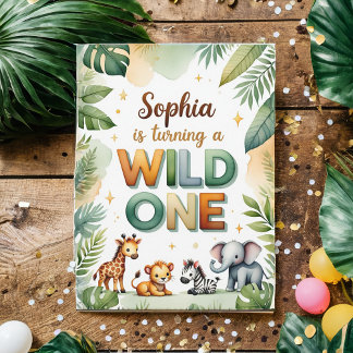 Wild One 1. Geburtstag Einladungskarte - Sophia