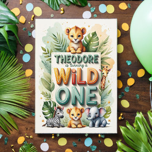 Wild One 1. Geburtstag Einladungskarte - Theodore