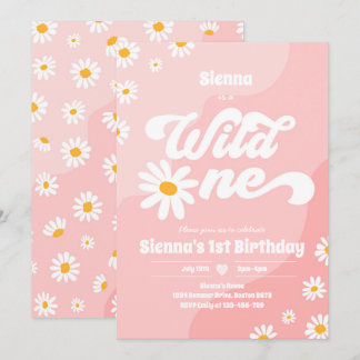 Wild One 1. Geburtstag Party Boho Floral Daisy Einladung