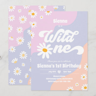 Wild One 1. Geburtstag Party Boho Floral Daisy Einladung