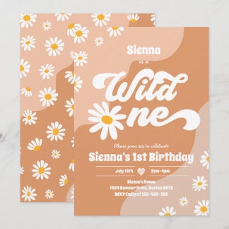 Wild One 1. Geburtstag Party Boho Floral Daisy Einladung