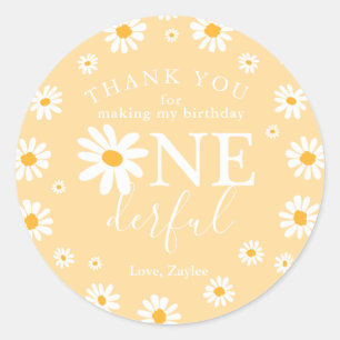 Wild One 1. Geburtstag Party Boho Retro Daisy Clas Runder Aufkleber