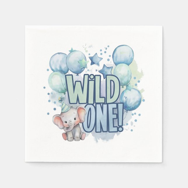 Wild One 1. Geburtstag Wasserfarbe Serviette (Vorderseite)