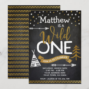 Wild One 1er Birthday Invitation Chalkboard