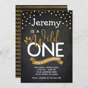 Wild One 1er Birthday Invitation Chalkboard