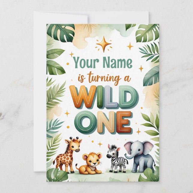 Wild One 1st Birthday Invitation Card -  (Devant)
