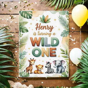 Wild One 1st Birthday Invitation Card - Henry Einladung