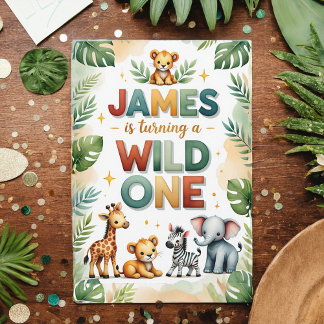 Wild One 1st Birthday Invitation Card - James Einladung