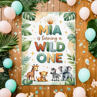 Wild One 1st Birthday Invitation Card - Mia Einladung