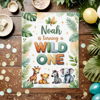 Wild One 1st Birthday Invitation Card - Noah Einladung