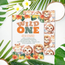 Wild One 1st Birthday Safari Lion Giraffe Monkey