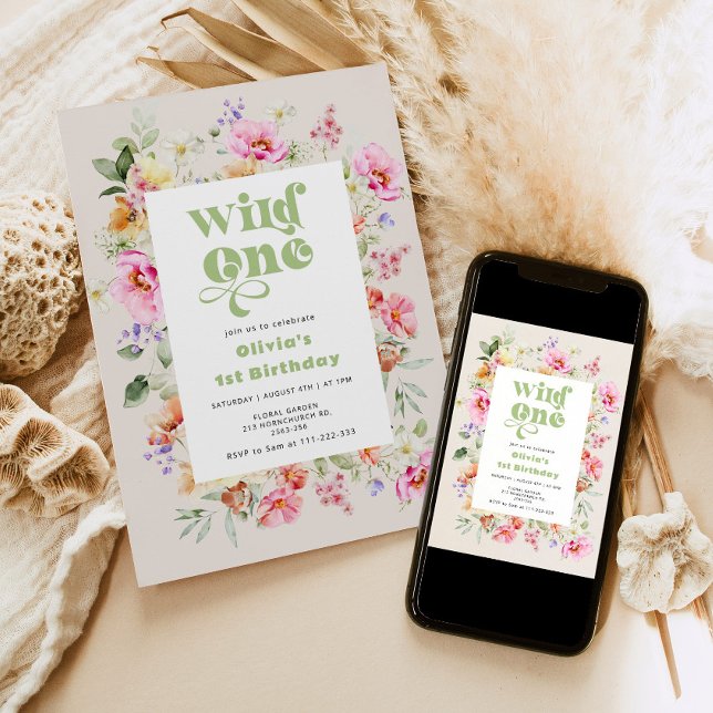 Wild one 1st birthday wildflower einladung (Von Creator hochgeladen)
