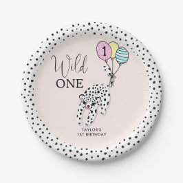 Wild One | 3D Leopard Balloon Girl 1. Geburtstag Pappteller