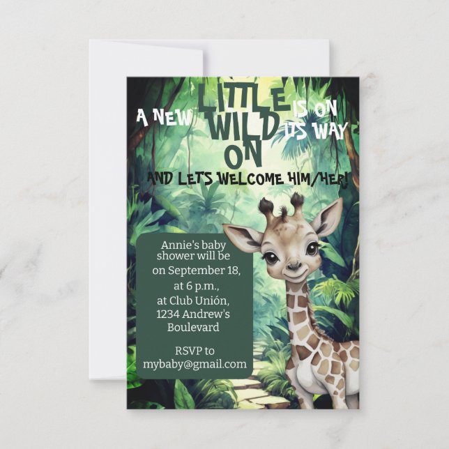 Wild One Adventure: Safari-Babydusche Einladung (Vorderseite)