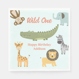 Wild One African Safari Animals 1. Geburtstag Serviette