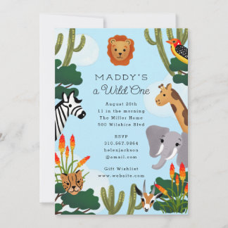Wild One African Savanna Children's Birthday Party Einladung