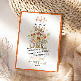Wild One Animal 1st Birthday Party – Jungle Safari Dankeskarte