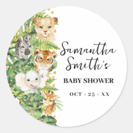 Wild One Animal Safari Baby Dusche Runder Aufkleber