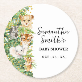 Wild One Animal Safari Baby Dusche Runder Pappuntersetzer