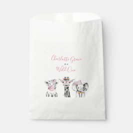 Wild One Animal Safari Schwarz-weiß Rosa Geburtsta Geschenktütchen