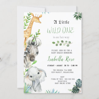 Wild One Animals Boy Baby Shower Einladung