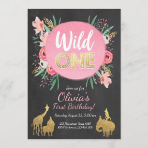 Wild One Animals Invitation Anniversaire Floral Go