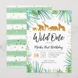 Wild One Anniversaire Invitation Jungle Animaux Pa