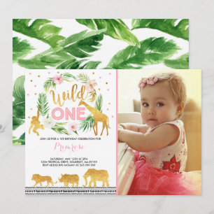 Wild One Anniversaire Invitation Jungle Animaux Pa