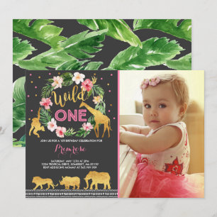 Wild One Anniversaire Invitation Jungle Animaux Pa