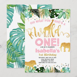 Wild One Anniversaire Invitation Jungle Animaux Pa