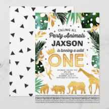 Wild One Anniversaire Invitation Jungle Animaux Pa