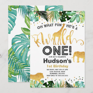 Wild One Anniversaire Invitation Jungle Animaux Pa