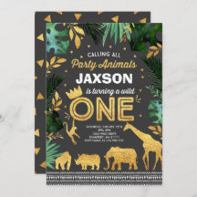 Wild One Anniversaire Invitation Jungle Animaux Pa