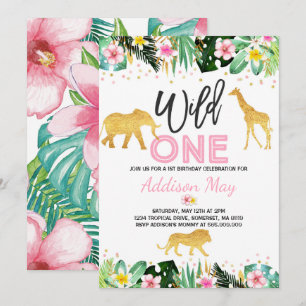Wild One Anniversaire Invitation Jungle Animaux Pa