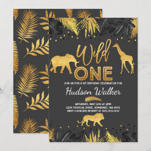 Wild One Anniversaire Invitation Jungle Animaux Pa
