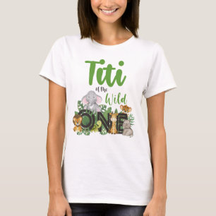 Wild One Auntie Titi Jungle Safari Geburtstagsfami T-Shirt