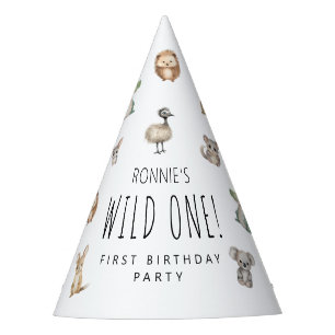 Wild One! Aussie Animal Birthday Party Willkommen Partyhütchen