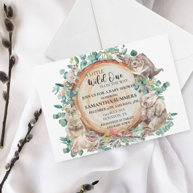 Wild One Australian Animal Niedlich Baby Shower Einladung (Von Creator hochgeladen)