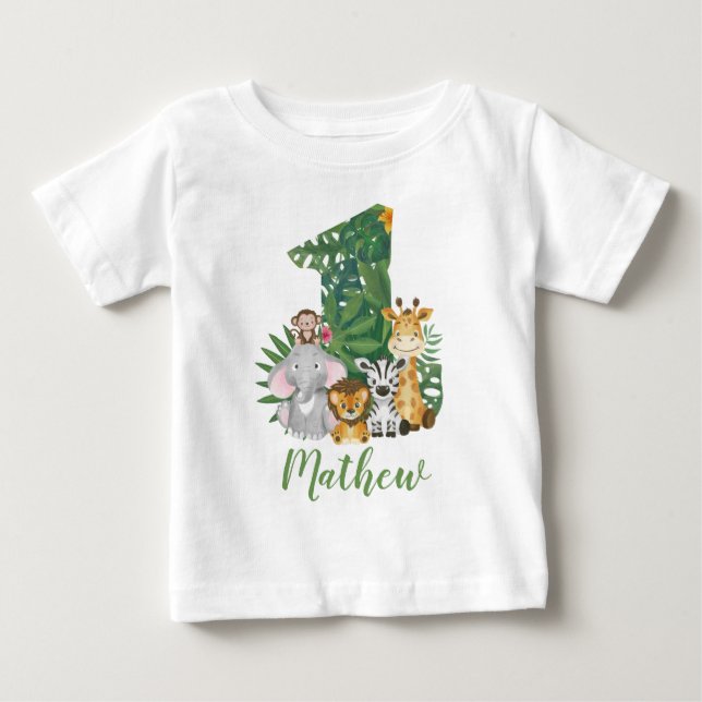 Wild One Baby 1st Birthday Jungle Safari T-shirt (Devant)