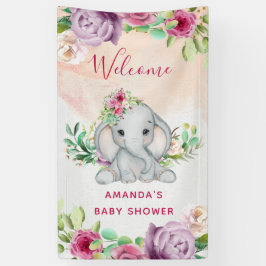 Wild One - Baby Elephant und Blume Banner
