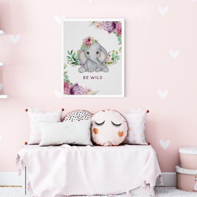 Wild One - Baby Elephant und Blume Poster (Von Creator hochgeladen)