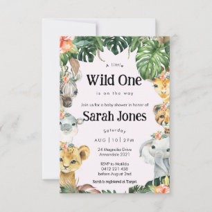 Wild One Baby Girl Baby Shower Einladung