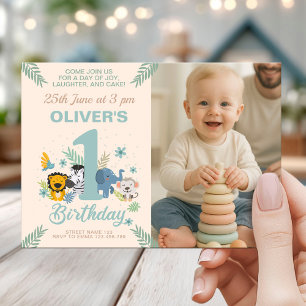Wild One Baby Party Jungle Geburtstag mit Foto Einladung